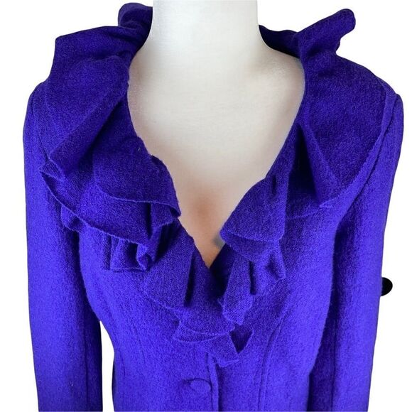 Ruffled collar 100% wool blazer (0203) - Picture 3 of 8